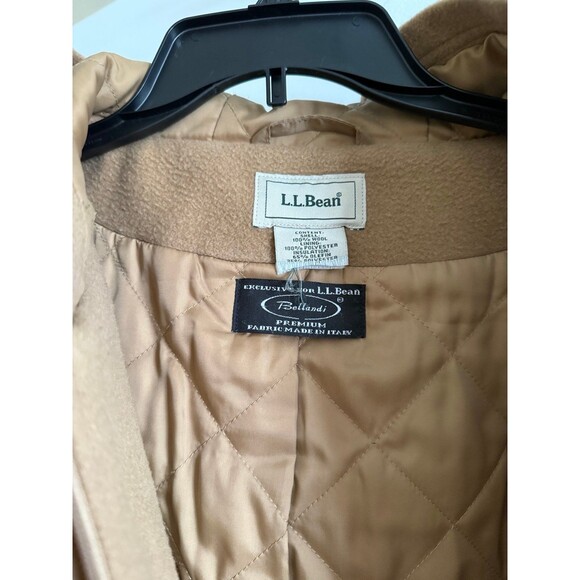 L.L.Bean Bellandi Italian Wool Duffle Coat Womens XL Camel Hooded Toggle Heavy - Picture 3 of 11